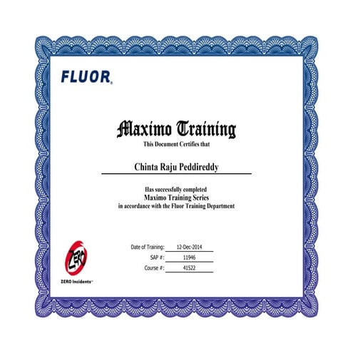 Maximo ertificate of Completion