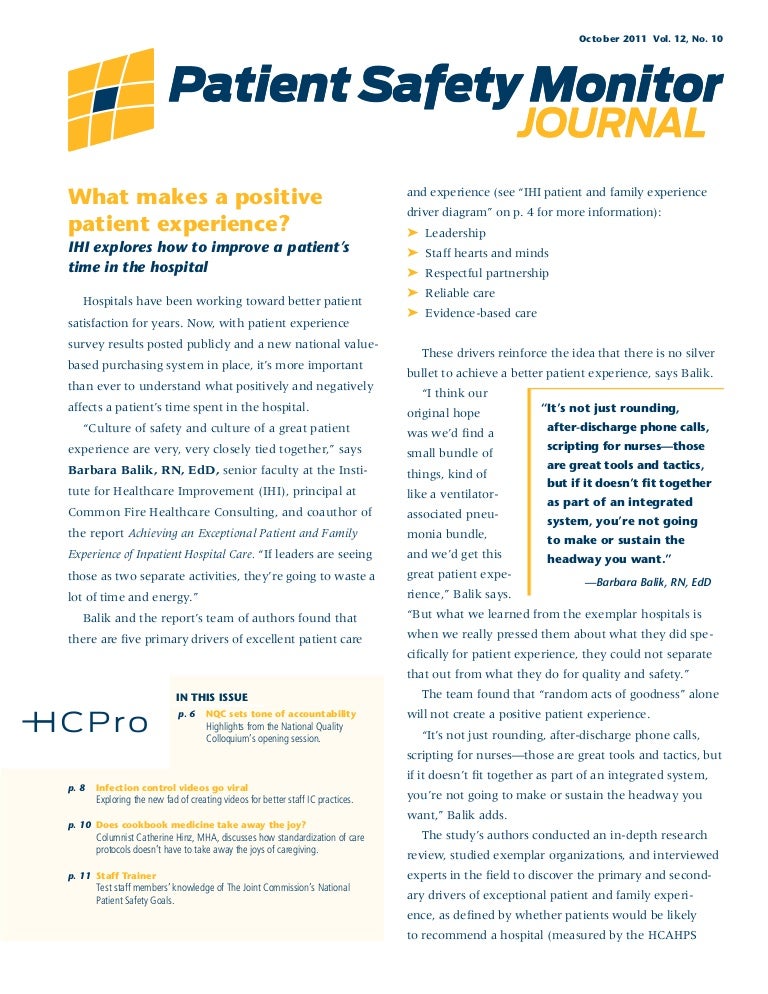 9) balik what makes positive pt experience pt safety monitor journal