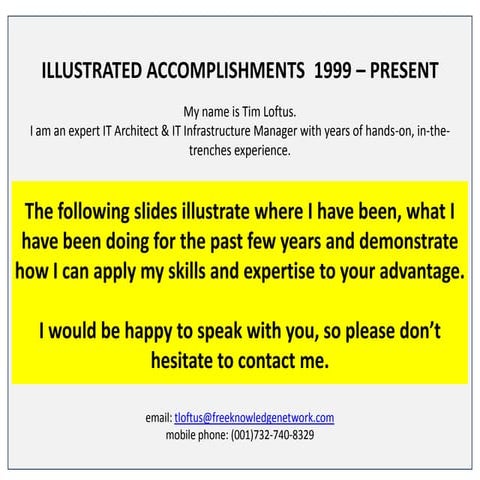 Illustrated Accomplishments 1999 - present 080814