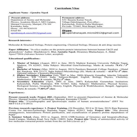 2016 CV Upendra Nayek