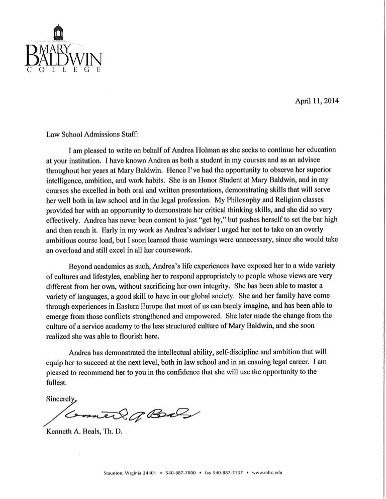 dr beals recommendation letter holman letter of recommendation law
