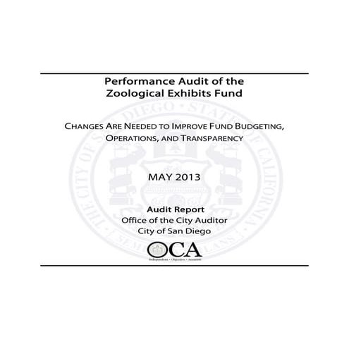 Audit of the Zoological Exhibits Fund