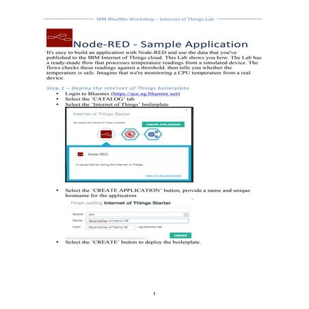Internet of Things exercise on IBM Bluemix
