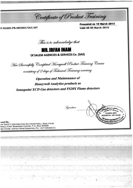 Room Integrity Certificate Level 3 - Irfan Inam | PDF