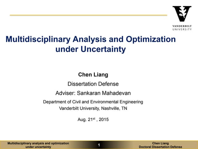 Multidisciplinary analysis and optimization under uncertainty
