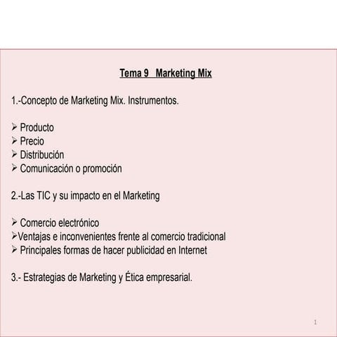 Marketing Mix para el modelo tradicional