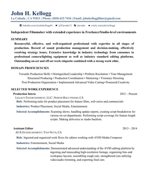John Kellogg Resume PDF John Kellogg Resume PDF