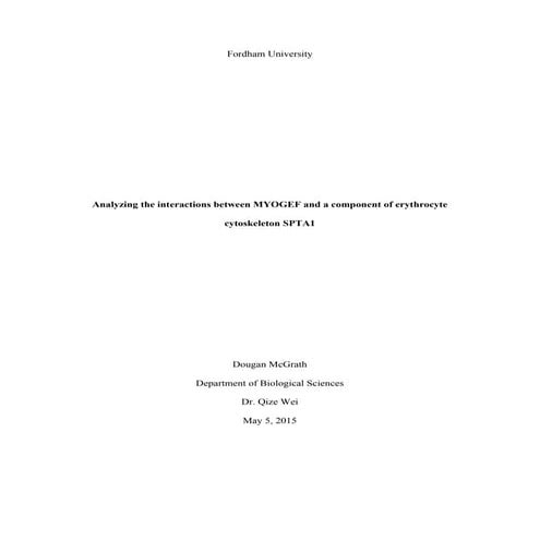 Senior Thesis-Analyzing the interactions between MYOGEF and a component of er...