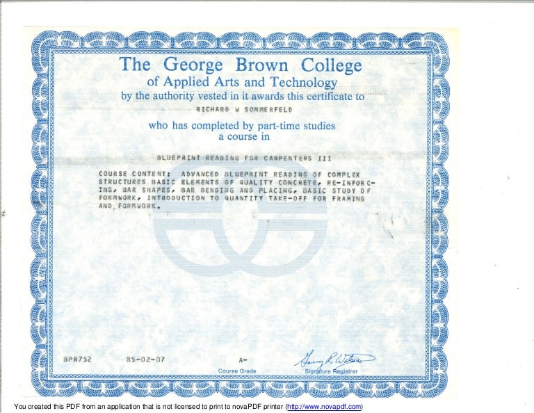 Advanced Blueprint Reading Certificate