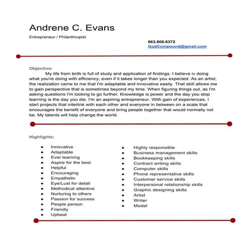 AndreneEvansresume2016