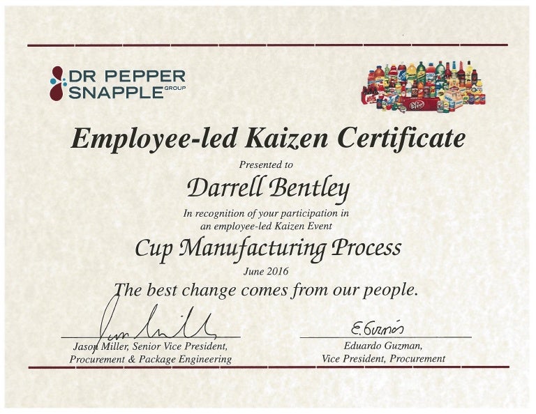 Kaizen Certificate Kaizen Certificate