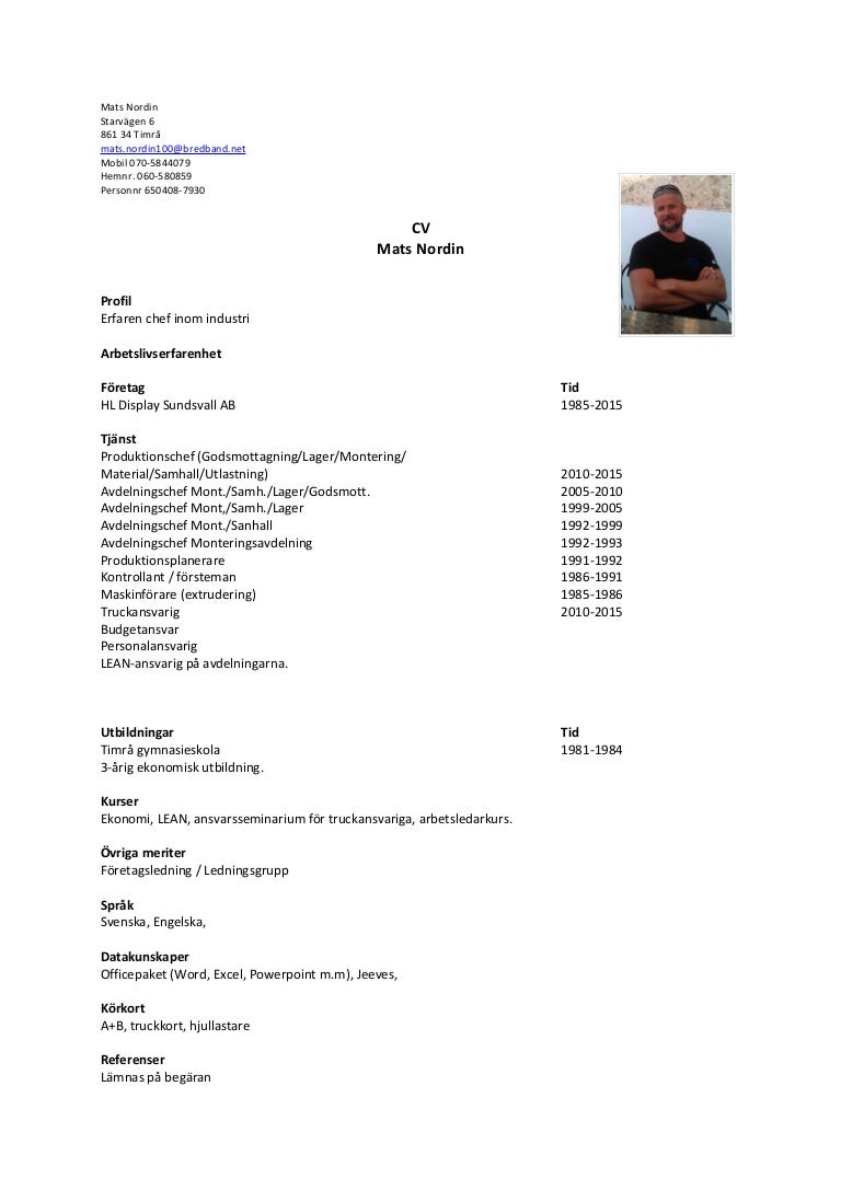 CV Mats Nordin