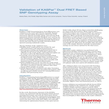 KASPar Dual FRET SNP Genotyping Assay