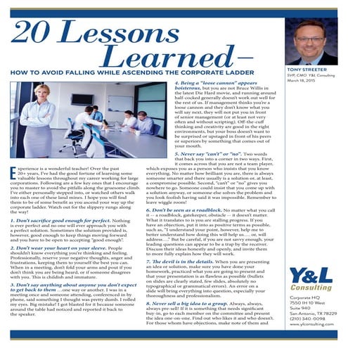 20 Lessons Learned Article 2-19-15