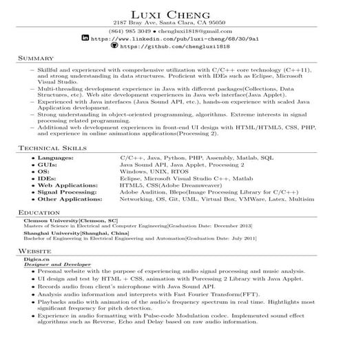 Luxi Cheng's Resume