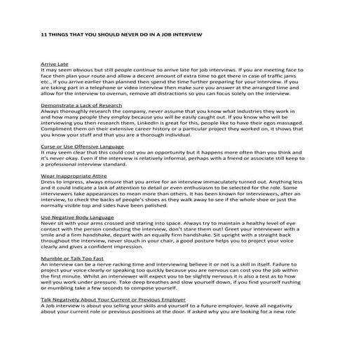 11 THINGS THAT YOU SHOULD NEVER DO IN A JOB INTERVIEW