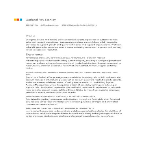 GarlandRayStanley_customerService_resume