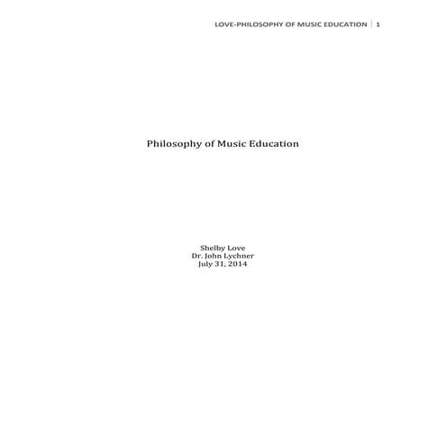 Shelby Love Philosophy of Education Paper
