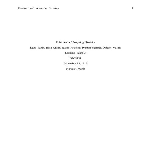 Reflection of Statistical Analysis.BISM