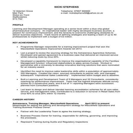 Nicki Stephens CV June 2015