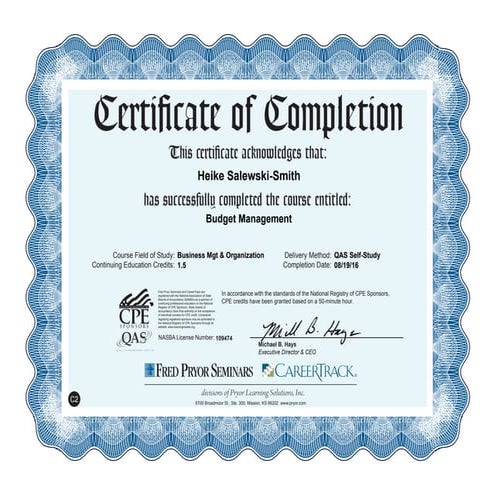 Budget Management - CPE