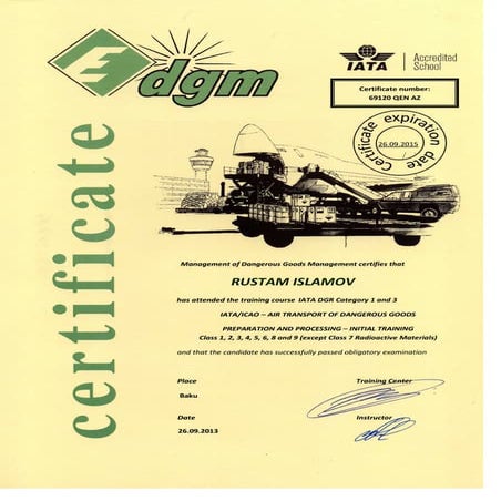 Certificate 1 Rustam Islamov