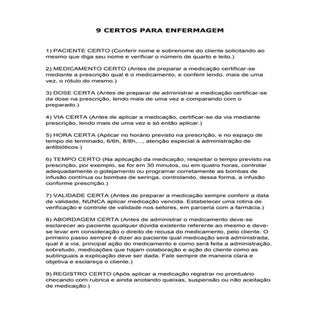 Enfermagem - 9 certos