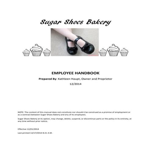 Sugar Shoes Bakery Manual 12.2014