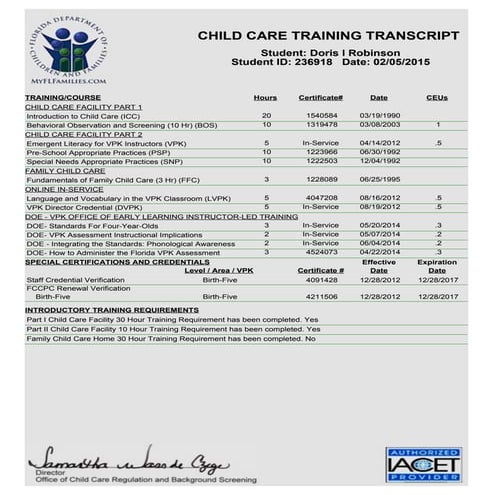 print_transcript_ext childcare services | PDF | Daycare and Pre-School ...