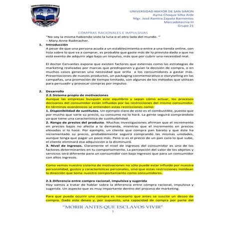 Compras racionales y por impulso | DOCX