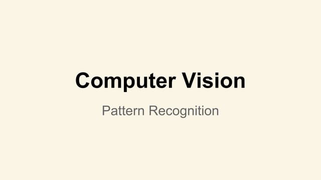 Computer Vision: Pattern Recognition | PDF