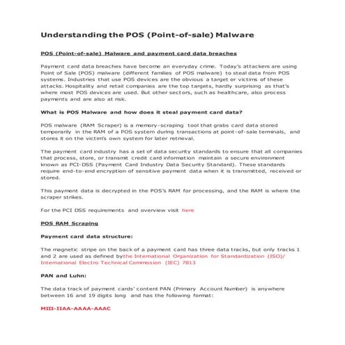 Understanding the POS Malware