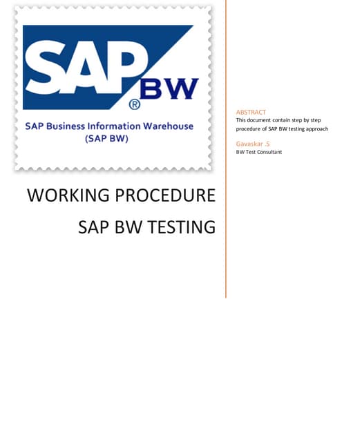 Data warehouse master test plan | DOC