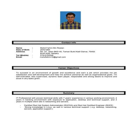 Resume Mohd Fahmi Latest