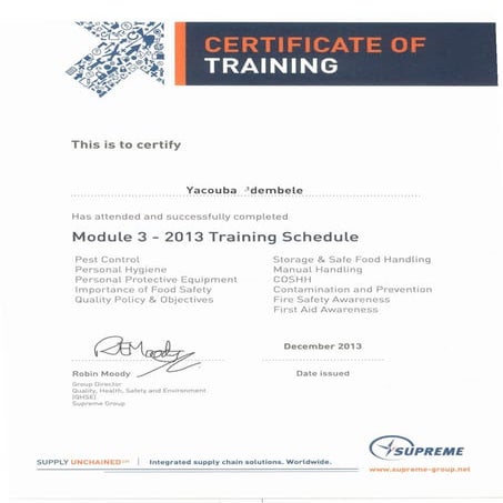 Food Safety Certificate | PDF