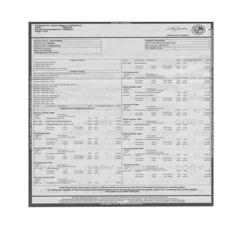 Alicia Watts Official Transcript