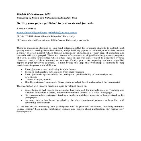 Getting your paper published in peer-reviewed journals