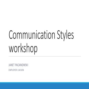 Communication Styles workshop