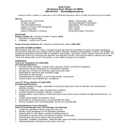 Brett Fuchs professional resume | DOCX