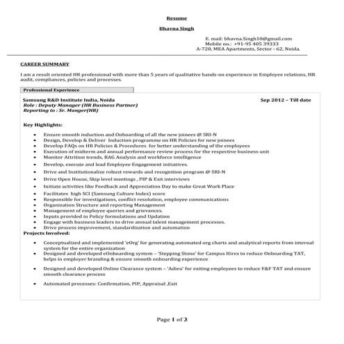 Bhavna Singh - Resume