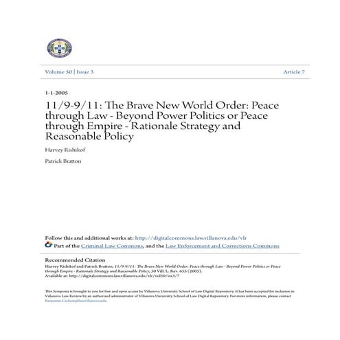 11-9-9-11- The Brave New World Order- Peace through Law - Beyond