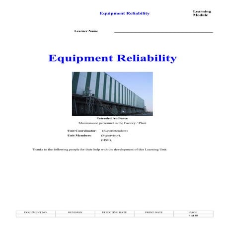 Equipment Reliability