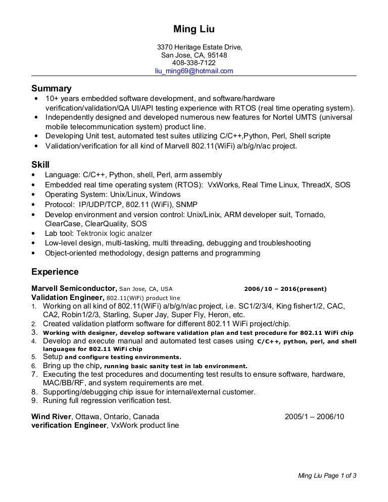 perl programmer resume