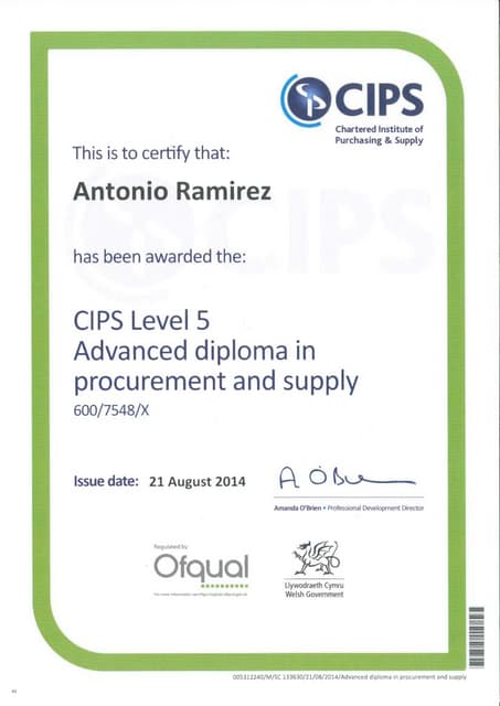 MCIPS Certificate | PDF