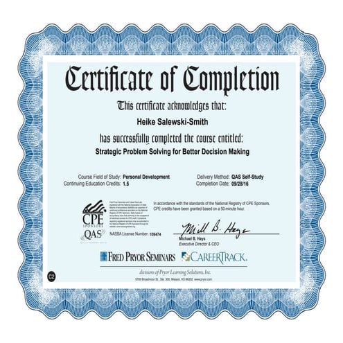 Strategic Problem Solving for Better Decision Making - CPE