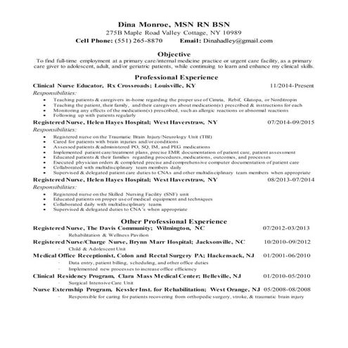 dina monroe FNP resume