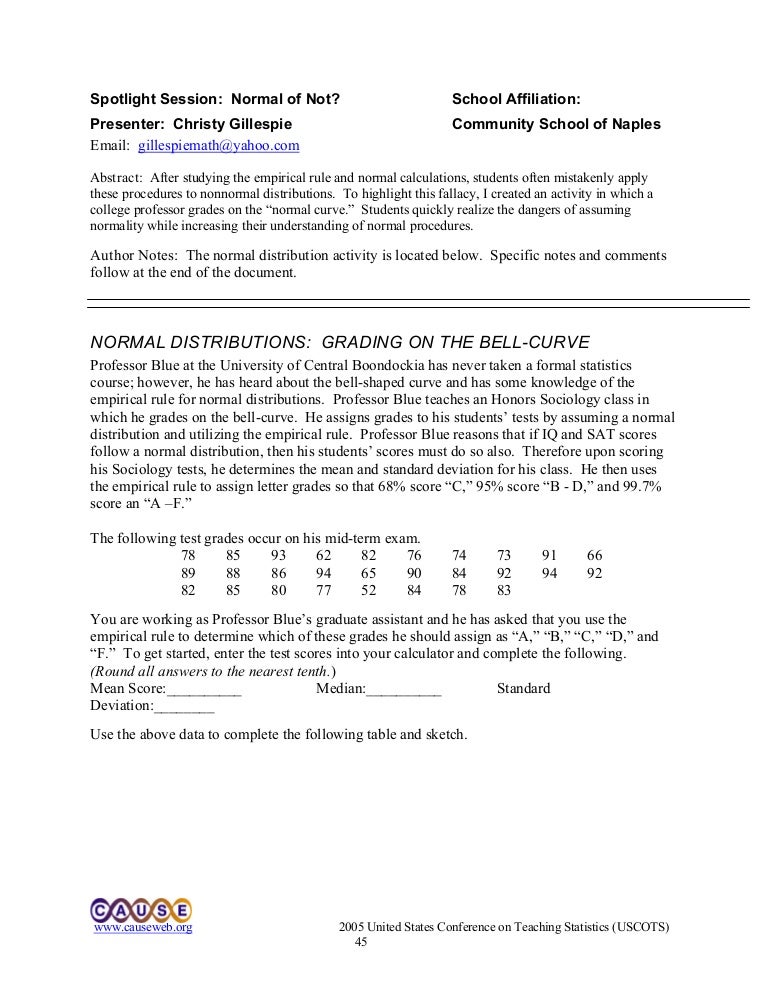 Normal dist grading on the bell curve