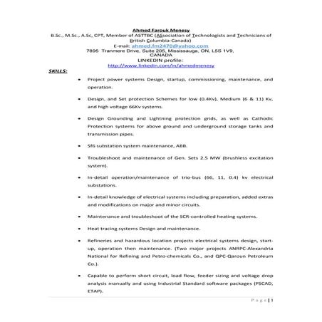 MOST RECENT (D) Ahmed Farouk Menesy C.V