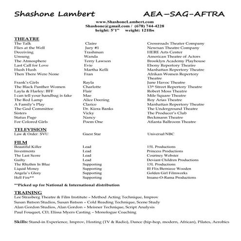 shashonelambert_actingresume_Union_ATL