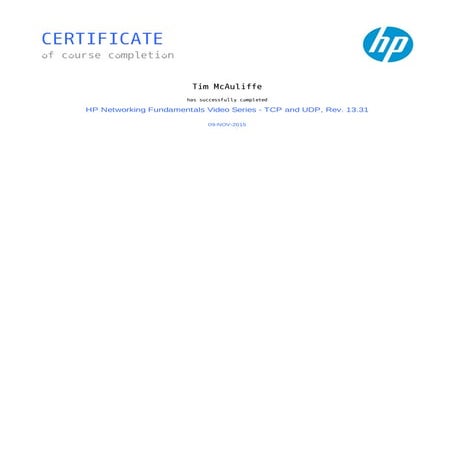 HP Networking Fundamentals TCP and UDP